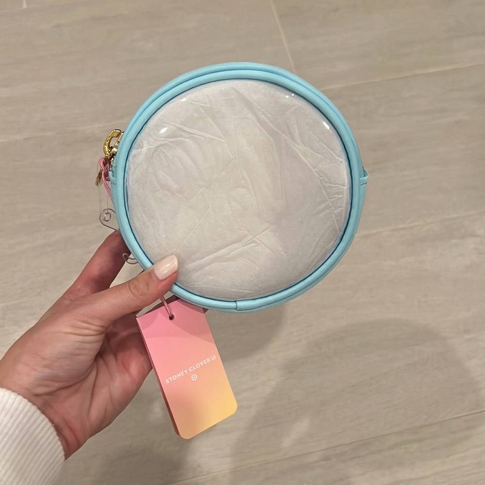 Stoney clover lane blue round pouch with clear front